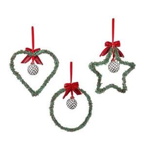 NEW MacKenzie-Childs Holly Beaded Ornaments Set of 3 Large Original Box